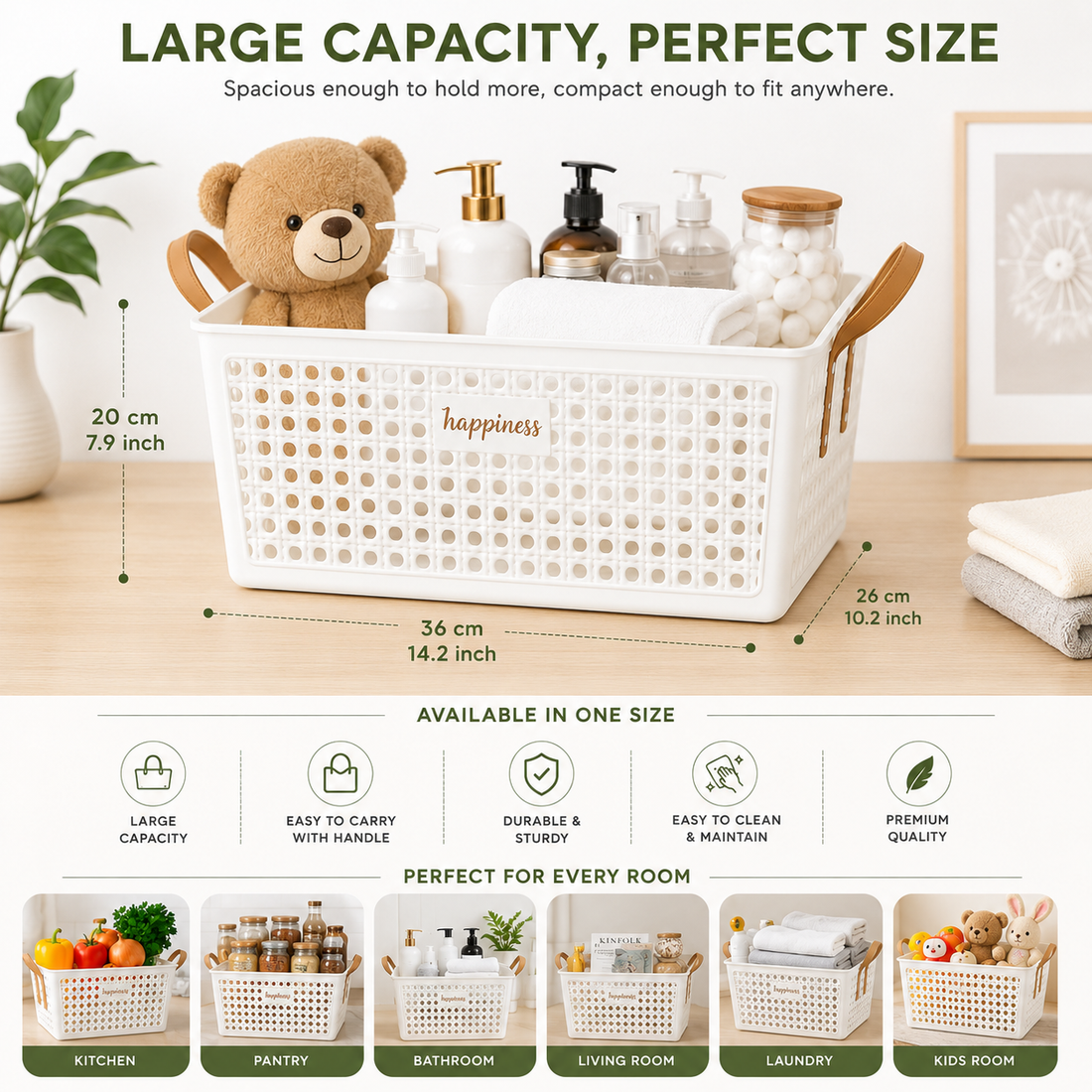 Happiness Mesh Basket with Handle - Large